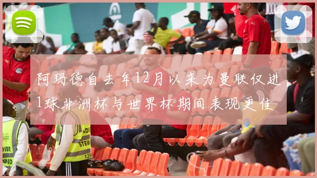 阿玛德自去年12月以来为曼联仅进1球非洲杯与世界杯期间表现更佳